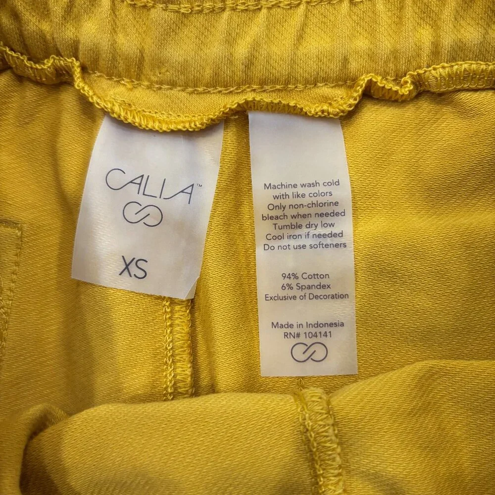 XS Yellow Cotton Short Mid Rise 3.5 Inseam Soft Tie Moisture Wicking Trapunto - Picture 11 of 11